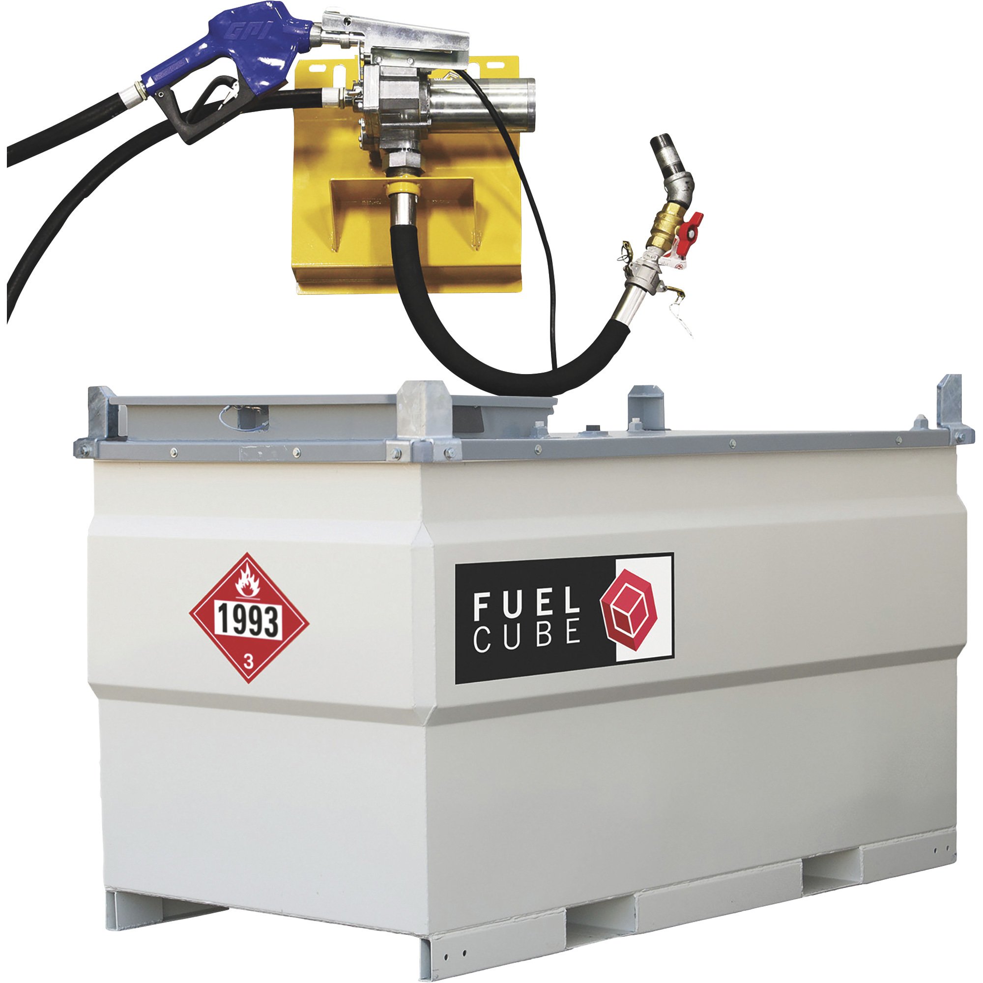 Western Global FuelCube Gasoline/Diesel Fuel Tank with 12V Pump Kit, Fuel Gauge and Vent Kit — 500 Gallons, Model# FCP500-12VK-G